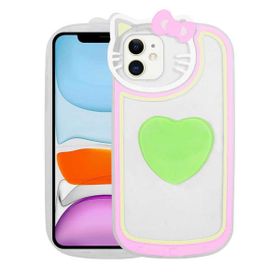Mhd Tech Apple iPhone 11 Kedi Figürlü Transparan Pop Soketli Ritmik Kapak Kılıf