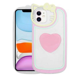 Mhd Tech Apple iPhone 11 Kedi Figürlü Transparan Pop Soketli Ritmik Kapak Kılıf