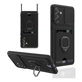 Mhd Tech Samsung Galaxy A04S Zuma Kartvizitli Yüzüklü Silikon Siyah Kılıf