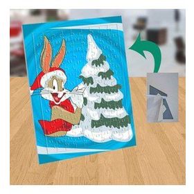 MHL21 Noel Şapkalı Sevimli Tavşan 99 Parça Puzzle Yapboz Tablo