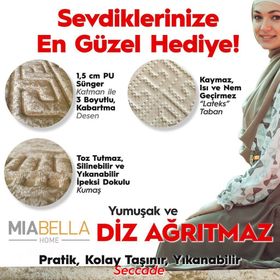 Miabella Home Diz Ağrıtmayan Kadife Kabartma Emboss Seccade