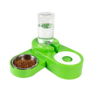 Miapet 1000 ml Yeşil Köşeli Ayarlanabilir Hazneli Çelik Taslı Kedi Köpek Mama ve Su Kabı