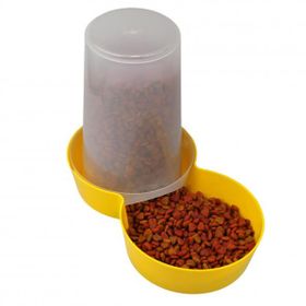 Miapet 1,5 lt Yuvarlak Sarı Hazneli Plastik Kedi Köpek Mama ve Su Kabı