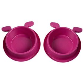 Miapet 2'li 400 ml Violet Plastik Köpek Kulaklı Mama ve Su Kabı Seti