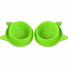 Miapet 400 ml 2'li Koyu Yeşil Plastik Kedi Kulaklı Mama ve Su Kabı Seti