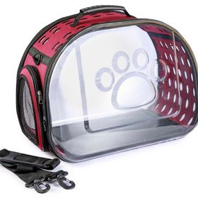 Miapet 42 x 26 x 35 cm Bordo Şeffaf Kedi Köpek Taşıma Çantası
