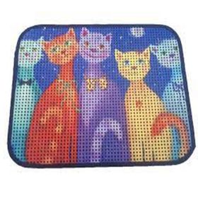 Miapet 60 x 45 cm Renkli Kedi Elekli Desenli Kedi Tuvalet Önü Paspası