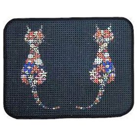 Miapet 60x45 cm Ters Kediler Siyah Elekli Desenli Kedi Tuvalet Önü Paspası
