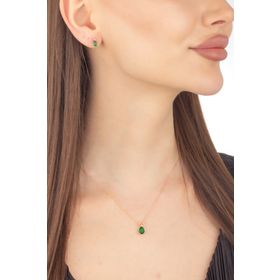 Miavi Silver BSS-0937 Dorikalı Zümrüt Damla 925 Ayar Gümüş Kolye Küpe Set