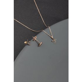 Miavi Silver BSS-1505 Siyah Zirkon Taşlı Martı 925 Ayar Gümüş Kolye Küpe Takı Seti