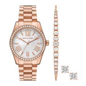 Michael Kors MK1088SET Rose Gold Kadın Kol Saati + Bileklik + Küpe Seti