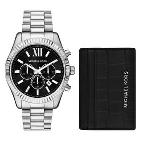 Michael Kors MK1091SET Metalik Gri Erkek Kol Saati ve Kartlık