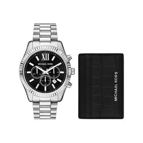 Michael Kors MK1091SET Metalik Gri Erkek Kol Saati ve Kartlık