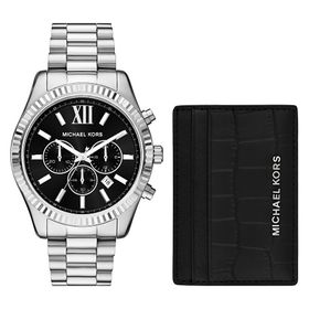 Michael Kors MK1091SET Metalik Gri Erkek Kol Saati ve Kartlık