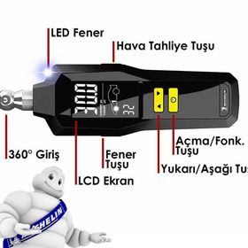 Michelin MC12295 99 PSI Dijital Lastik Basınç Ölçer