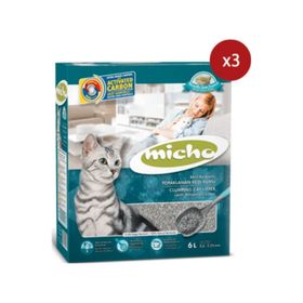 Micho Aktif Karbonlu Marsilya Sabunu Kokulu Topaklaşan 3x6 lt Kedi Kumu