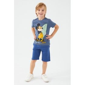 Mickey Mouse D4785-3 Lacivert Melanj Erkek Çocuk Bermuda Takım