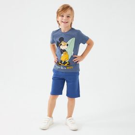 Mickey Mouse D4785-3 Lacivert Melanj Erkek Çocuk Bermuda Takım
