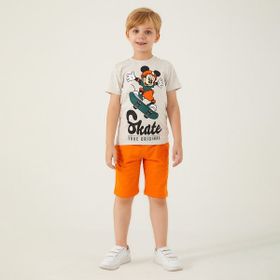 Mickey Mouse D4786-3 Bej Erkek Çocuk Bermuda Takım