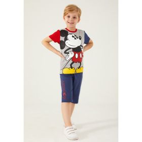 Mickey Mouse D4788-3 Gri Melanj Erkek Çocuk Kapri Takım