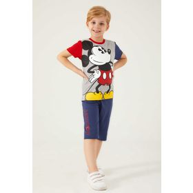 Mickey Mouse D4788-3 Gri Melanj Erkek Çocuk Kapri Takım