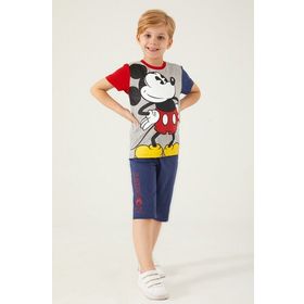 Mickey Mouse D4788-3 Gri Melanj Erkek Çocuk Kapri Takım