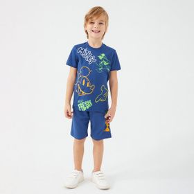 Mickey Mouse D4789-3 Gece Mavisi Erkek Çocuk Bermuda Takım