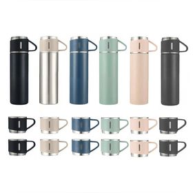 Microcase AL3678 Gümüş 3 Bardaklı Paslanmaz Çelik 500 ml Sıcak Soğuk Tutan Çay Kahve Su Termosu