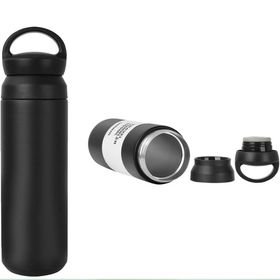 Microcase AL4378 Siyah Paslanmaz Çelik 500 ml Sıcak Soğuk Tutan Çay Kahve Su El Termosu