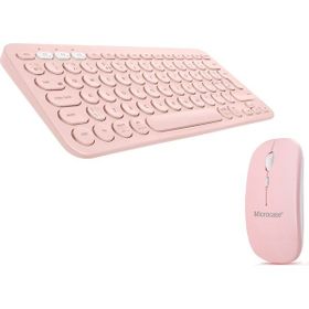 Microcase AL4812 Pembe 2 in 1 Yuvarlak Tuşlu Bluetooth Kablosuz Klavye-Mouse