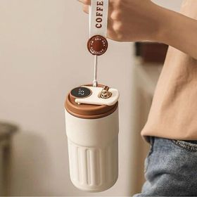 Microcase AL5024 Krem 304 Paslanmaz Çelik 450 ml Bilek Askılı Derece Göstergeli Termos