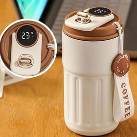 Microcase AL5024 Krem 304 Paslanmaz Çelik 450 ml Bilek Askılı Derece Göstergeli Termos