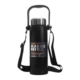 Microcase AL5025 Siyah Paslanmaz Çelik 800 ml Omuz Askılı El Tutacaklı Süzgeçli Termos