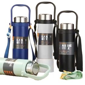 Microcase AL5025 Siyah Paslanmaz Çelik 800 ml Omuz Askılı El Tutacaklı Süzgeçli Termos