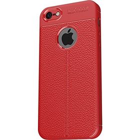 Microcase Apple iPhone 6 6S Leather Effect TPU Silikon Tempered Cam + Kırmızı Kılıf