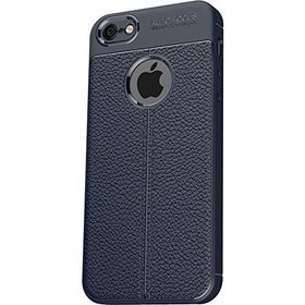 Microcase Apple iPhone 6 6S Leather Effect TPU Silikon Tempered Cam + Lacivert Kılıf