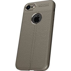 Microcase Apple iPhone 7 Leather Effect Silikon Tempered Cam + Gri Kılıf