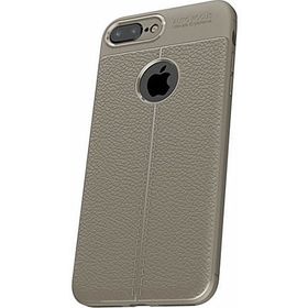 Microcase Apple iPhone 7 Leather Effect Silikon Tempered Cam + Gri Kılıf
