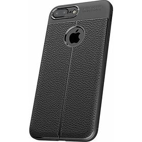 Microcase Apple iPhone 7 Leather Effect Silikon Tempered Cam + Siyah Kılıf