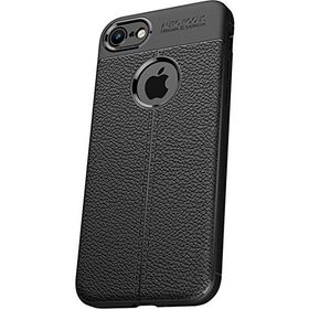 Microcase Apple iPhone 7 Leather Effect Silikon Tempered Cam + Siyah Kılıf