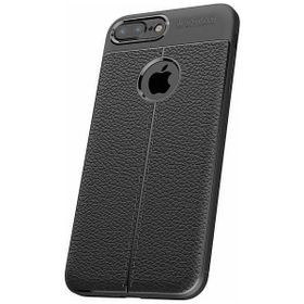 Microcase Apple iPhone 7 Plus Leather Effect Silikon Tempered Cam + Siyah Kılıf