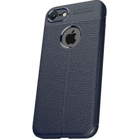 Microcase Apple iPhone 8 Leather Effect Silikon Tempered Cam + Lacivert Kılıf
