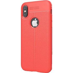Microcase Apple iPhone X Leather TPU Silikon Tempered Cam + Kırmızı Kılıf