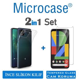 Microcase Google Pixel 2 Ultra İnce 0.2mm Silikon Soft Tempered Cam + Kılıf