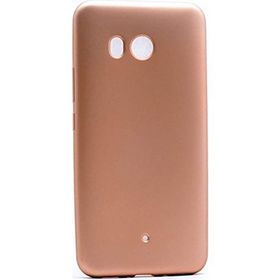 Microcase HTC U11 Premium Mat Silikon Tempered Glass Cam + Altın Kılıf