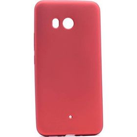 Microcase HTC U11 Premium Mat Silikon Tempered Glass Cam + Kırmızı Kılıf