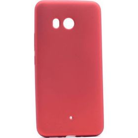 Microcase HTC U11 Premium Mat Silikon Tempered Glass Cam + Kırmızı Kılıf