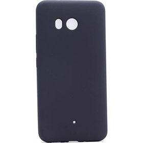 Microcase HTC U11 Premium Mat Silikon Tempered Glass Cam + Siyah Kılıf
