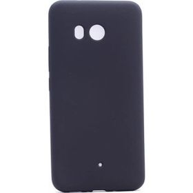 Microcase HTC U11 Premium Mat Silikon Tempered Glass Cam + Siyah Kılıf