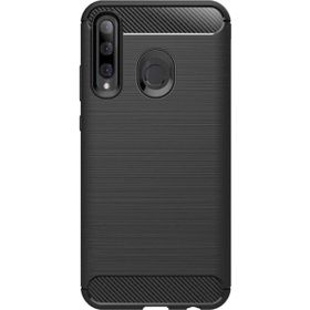 Microcase Huawei Enjoy 9s Brushed Carbon Fiber Siyah Silikon Kılıf